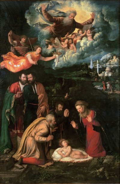 Nativity with God the Father by Battista Dossi